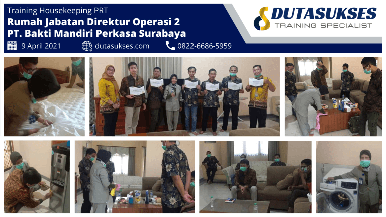 Training Housekeeping PRT di Rumah Jabatan Direktur Operasi 2 PT.Bakti Mandiri Perkasa Surabaya