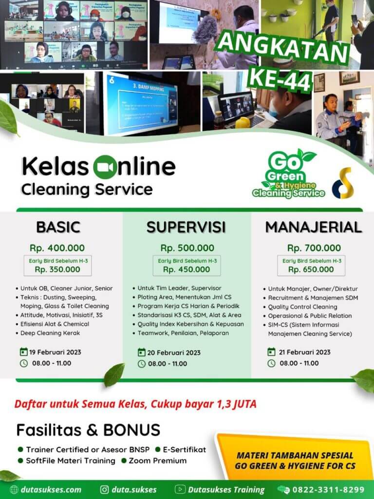 0822-3311-8299 | Jadwal Training Online Cleaning Service
